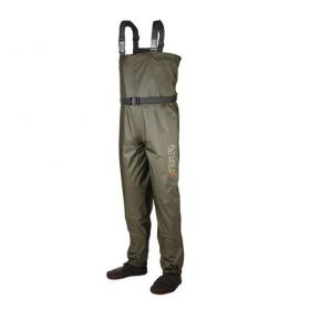Waders Imperméables Pêche/chasse - Pantalon + Bottes Intégrées - Tissu PVC/nylon - Taille 45 EU - Camouflage - Confortables