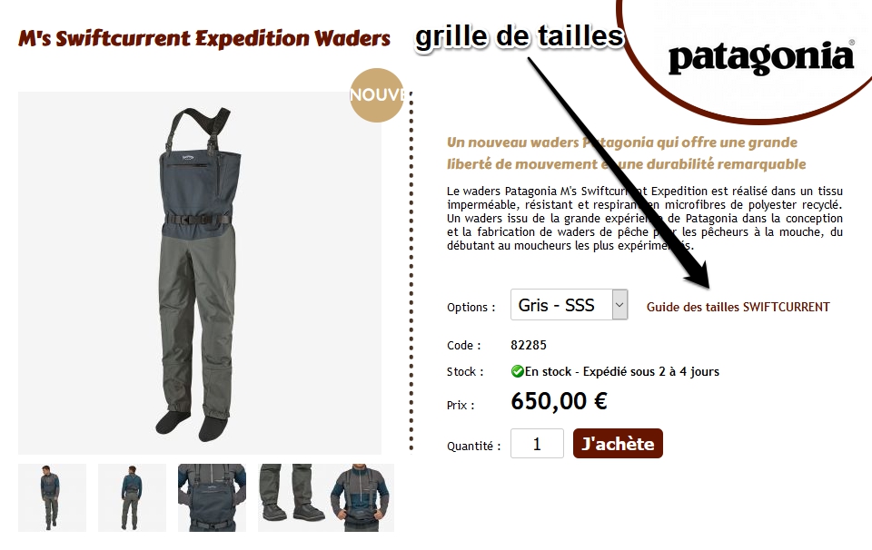 grille de tailles